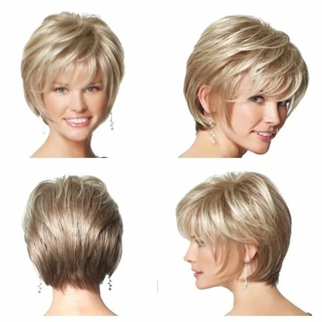 Каскад после короткой стрижки Short Pixie Bob Haircuts with Bangs Mixed Blonde Highlight Layered Straight Bob 