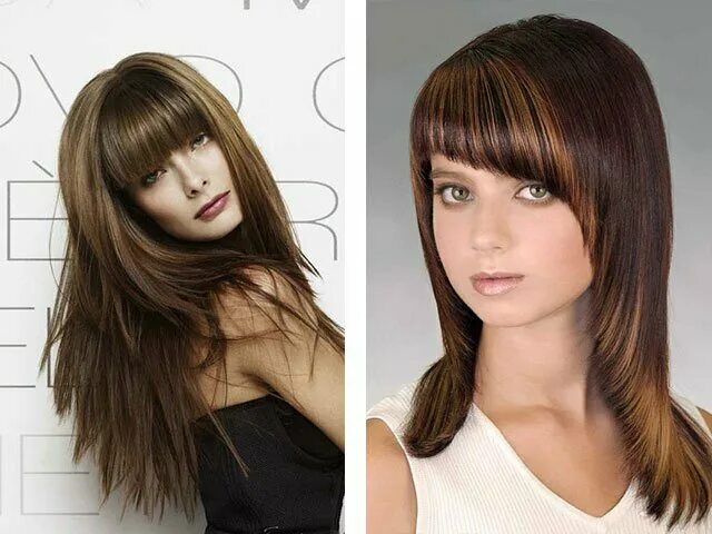 Каскад с овальной челкой фото Female haircuts for long hair with bangs