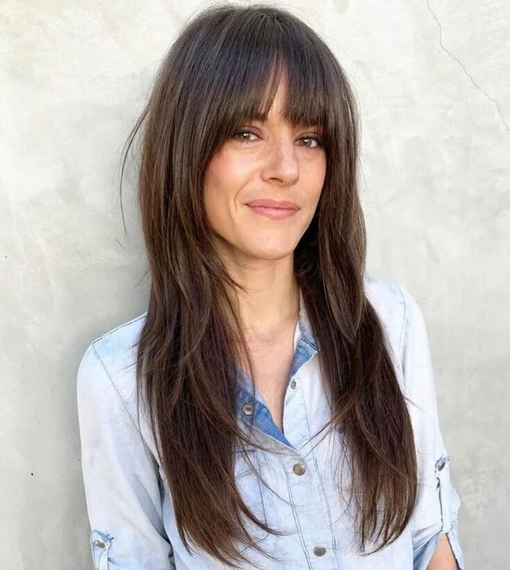 Каскадная челка на длинные волосы фото Cut With A Fringe For Long Hair Long haircuts with bangs, Haircuts with bangs, L