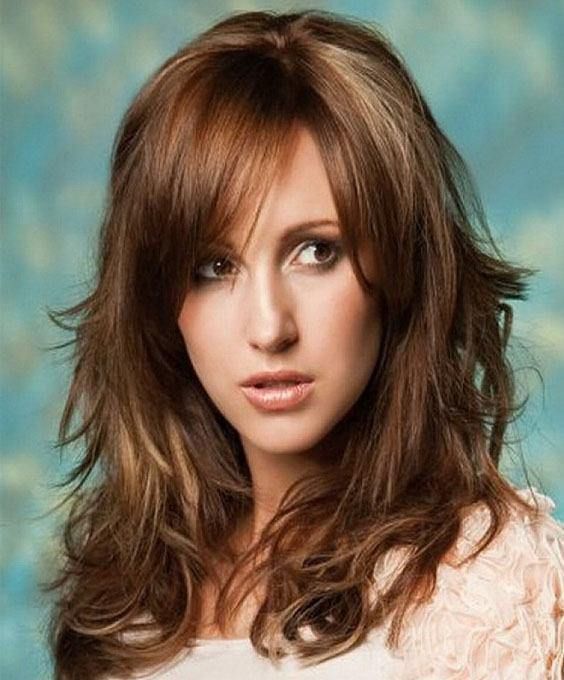 Каскадная челка на средние волосы фото Pin on Účesy Haircuts for long hair, Medium length curly hair, Haircuts for long