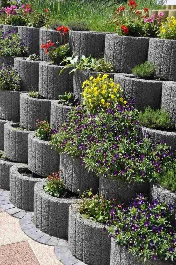 Каскадная клумба фото retaining wall ideas cinder block retaining wall concrete planter boxes garden w