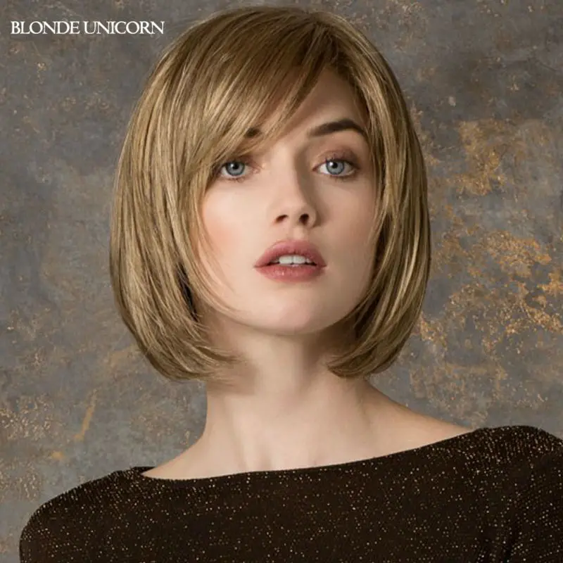 Каскадное каре с короткой челкой фото Blonde Unicorn Classic Bob Wigs Short Human Hair Wigs For Women Human Hair Bob W