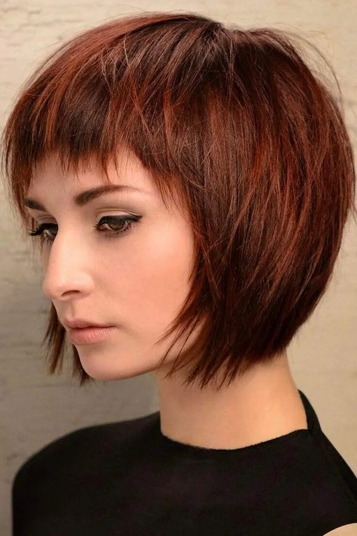 Каскадное каре с короткой челкой фото Pin on hair Short hairstyles for thick hair, Short straight hair, Short bob hair