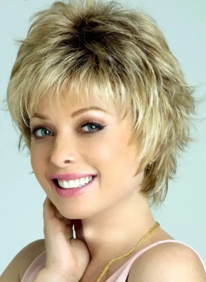 Каскадные короткие стрижки женские Hot Short Blonde Synthetic Layered Hair Wig With Bangs Heat Women Wig eBay Short