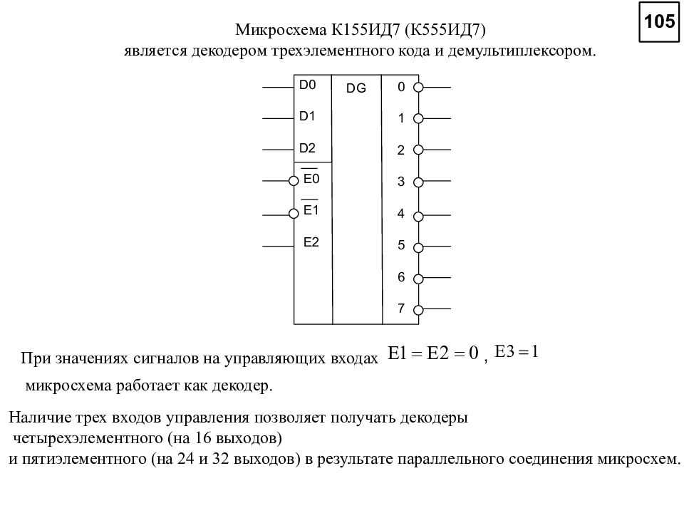 Каскадный способ соединения имс Микросхема К555ИД7