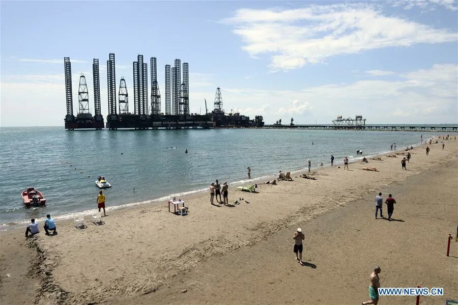 Каспийское море фото отдых Beach of Caspian sea reopens in Baku, Azerbaijan - Xinhua English.news.cn