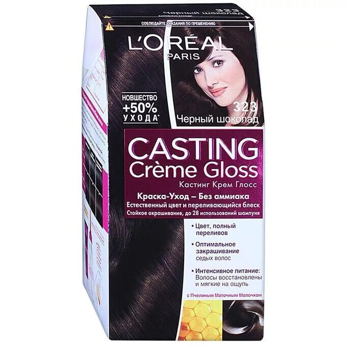 Кастинг темно фото L’Oreal Краска для волос Casting Creme Gloss 323 Черный шоколад Краски для. Сред