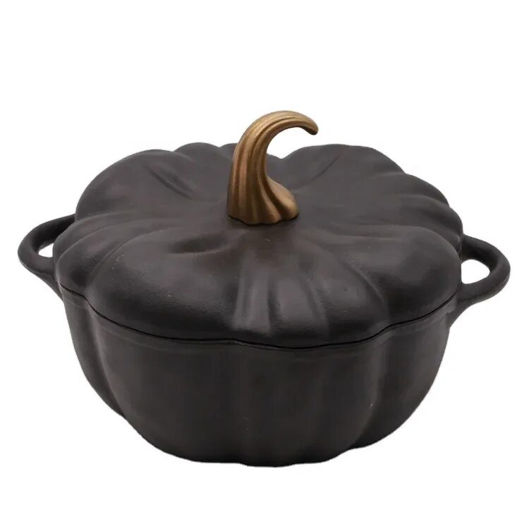 Кастрюли в виде тыквы фото Harga Pabrik Ouelet Populer 22cm/24cm Antilengket Panci Besi Cor Peralatan Masak