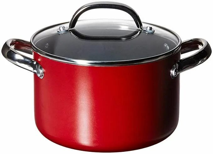 Кастрюля фото Farberware Buena Cocina Nonstick Stock Soup Pot/Stockpot with Lid, 4 Quart, Red 