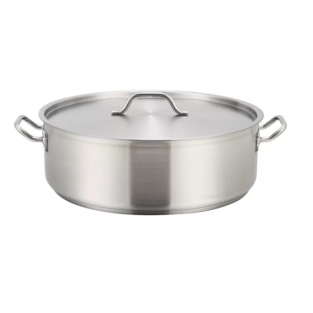 Кастрюля из нержавеющей стали фото Amazon.com: Winco SSLB-15, 15-Quart Stainless Steel Brazier Pan with Cover, Silv