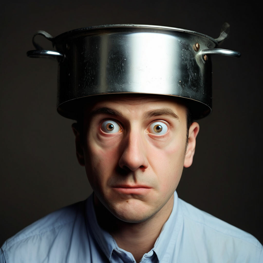 Кастрюля на голове фото "A saucepan on your head, a stupid ." - image created in Shedevrum