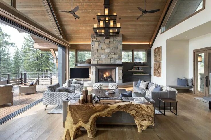 Каталог интерьеров домов Modern Lodge by Julie Johnson-Holland HomeAdore Lodge interior design, Modern lo