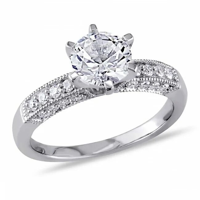 Каталог колец с бриллиантом фото 1/4 Ct Round Diamond & White Sapphire 10K White Gold Solitaire Ring Free Stud Ea