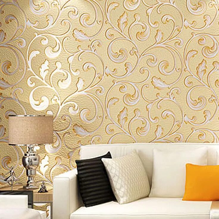 Каталог обои для зала фото цена European Style 3D Stereo Embossed Flower Wallpaper Living Room Sofa TV Backdrop 