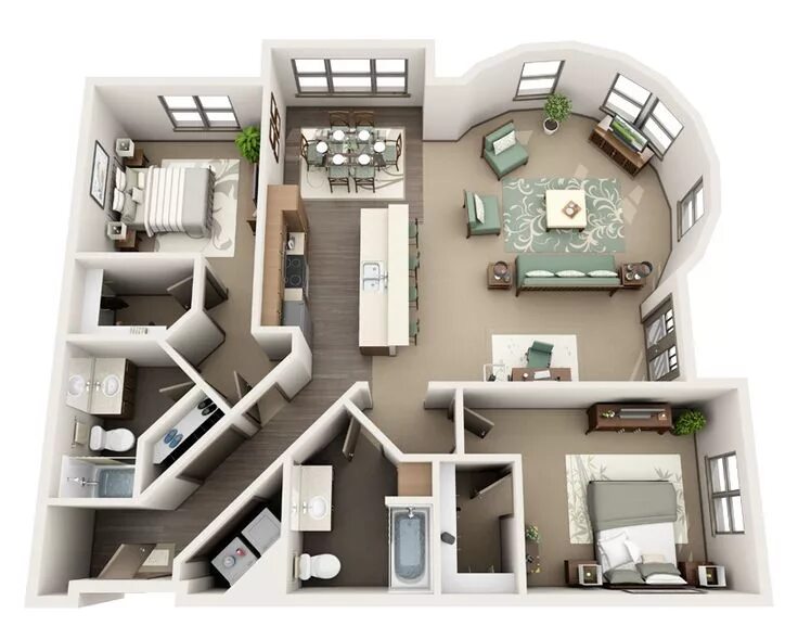 Каталог планировок домов 3D floorplans : Photo Plantas de casas, Layout de apartamento, Design de casa