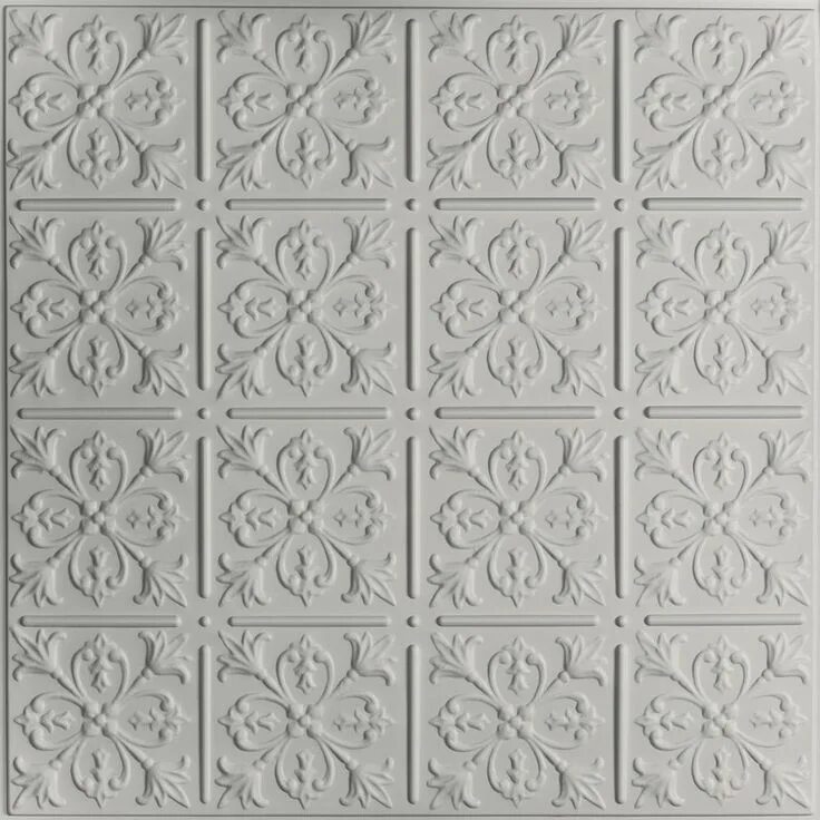 Каталог потолочной плитки фото Ceilume Fleur-de-lis Stone 2 ft. x 2 ft. Lay-in or Glue-Up Ceiling Panel (Case o