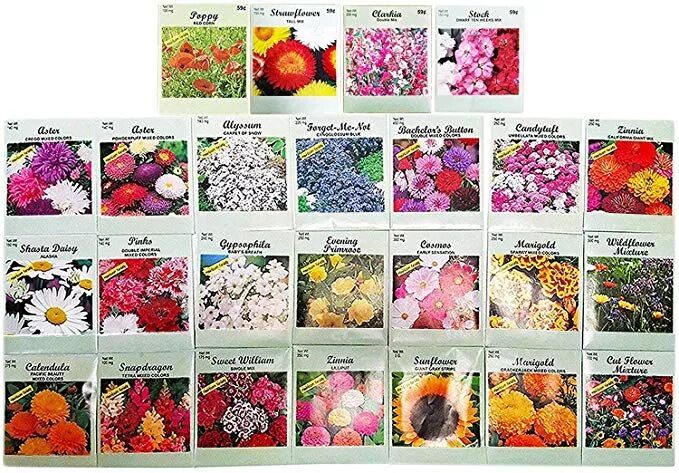 Каталог семян цветов фото 25 Slightly Assorted Flower Seed Packets - Includes 10+ Varieties - May Include: