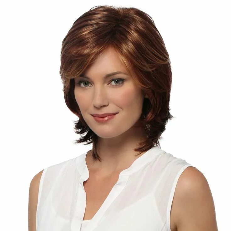 Каталог стрижек женских на средние волосы Estetica Design (Natalie) - Synthetic Full Wig Short hair with layers, Layered h