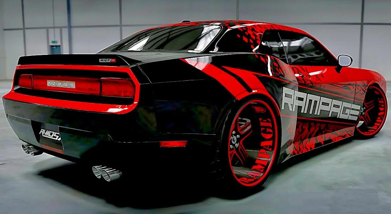 Каталог тюнинга авто Red and Black Sports Car in Garage