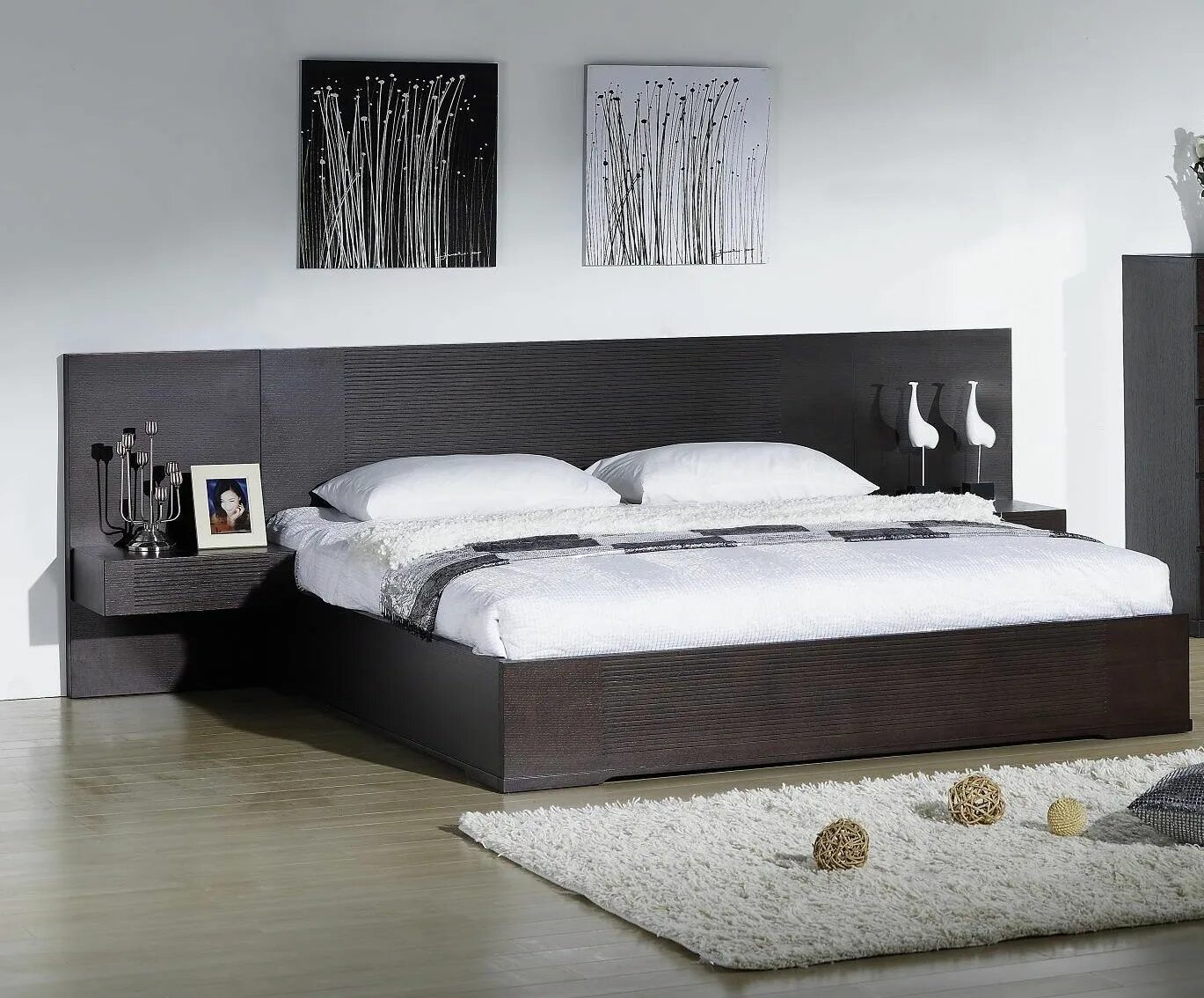 Каталоги кроватей фото Echo King Wood Bed w/2 Nightstands