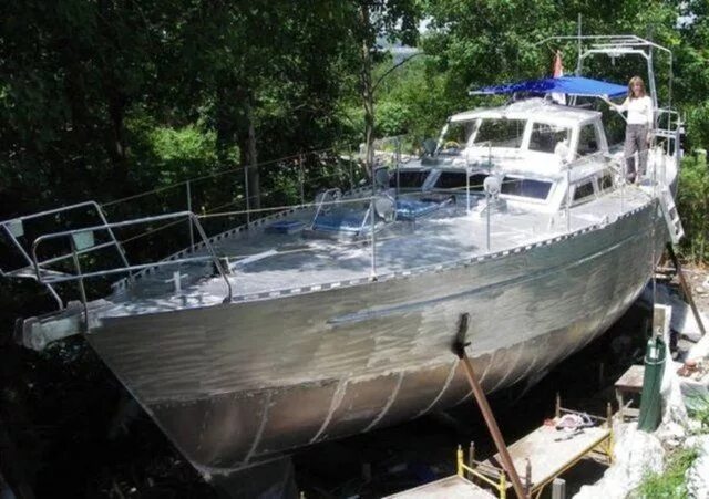 Катер самоделка To build a light alloy sailing yacht in the backyard, then transport and laınch 