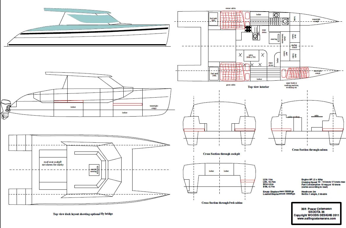 Катер своими руками чертежи Чертежи катамарана из фанеры