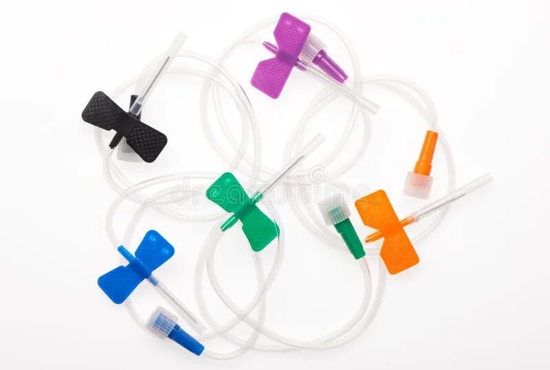 Катетер бабочка для капельницы фото Black, Orange, Green, Blue and Purple Butterfly Plastic Catheters with Needles C