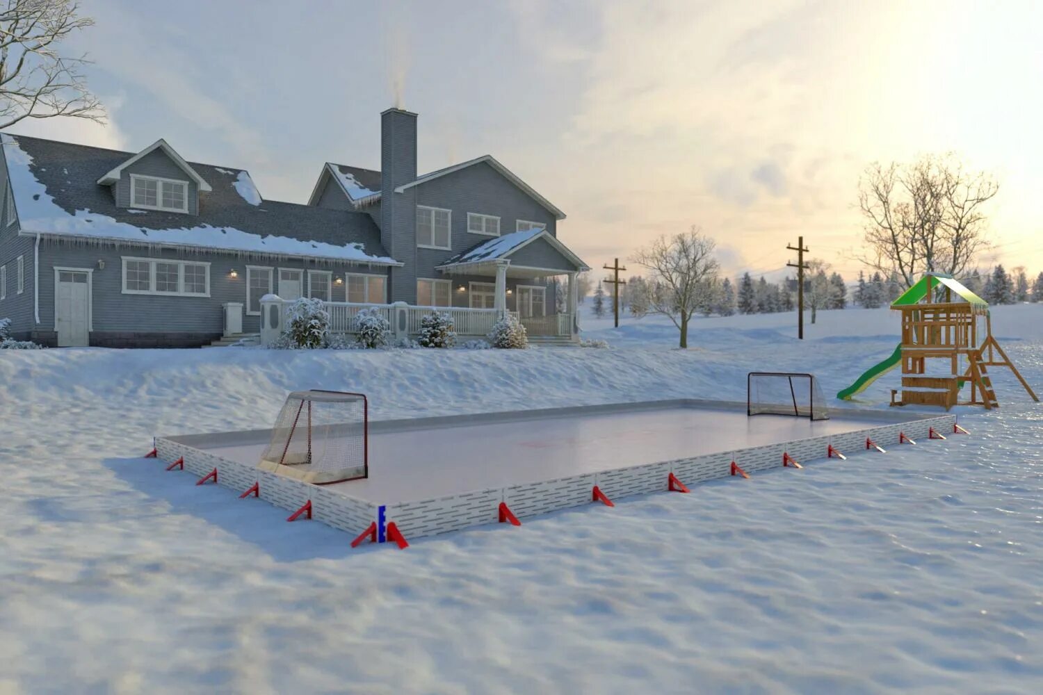 Каток на даче своими руками The EZ Ice Is a DIY Backyard Ice Rink That Sets Up In Just 60 Minutes