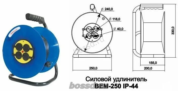 Катушка для удлинителя как подключить провод Удлин-катушка ВЕМ-250 IP44 термоПВС3*1,5 4гн з/к 50м