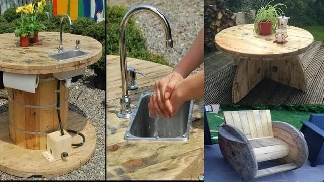 Катушка на даче своими руками DIY Recycled Cable Wood Spool Ideas - Furniture Ideas from Wooden Table Chair p2