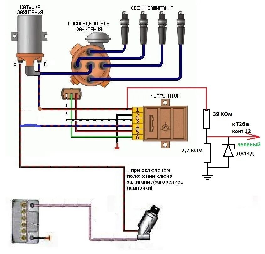 Катушка зажигания 2108 схема подключения Коммутатор от 2108 в Ауди 100 AAR, или как заставить работать тахометр при перех