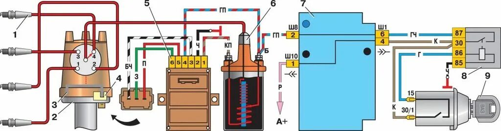 Катушка зажигания ваз 2107 бесконтактное подключение Ремонт ВАЗ 2107 (Жигули) : Система зажигания