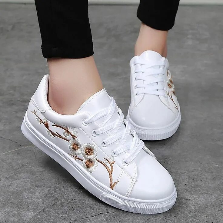 Кеды женские мода women shoes 2019 new fashion PU Leather chinese traditional embroidery leisure f