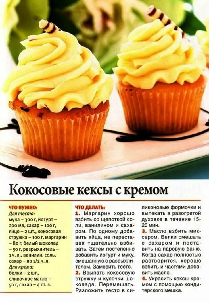 Кекс домашний рецепт с фото пошагово Кокосовые кексы с кремом Еда, Кокосовые кексы, Кулинария