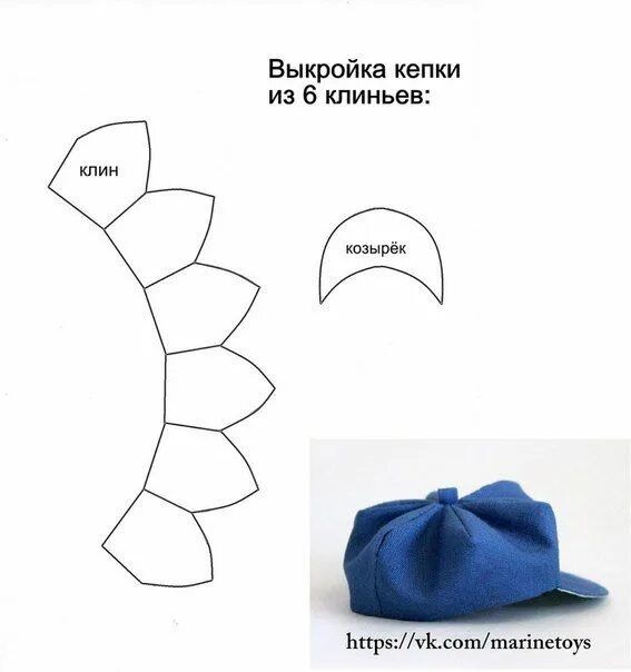 Кепка для куклы выкройка с козырьком Кукольный мир: выкройки, одежда, миниатюра Dolls clothes diy, Sewing barbie clot