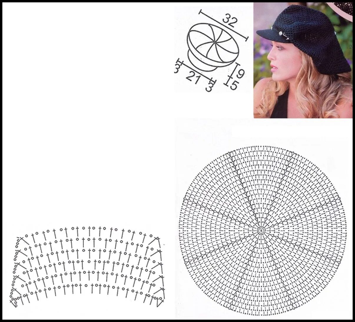 Кепки со схемой крючком Кепка крючком для женщин