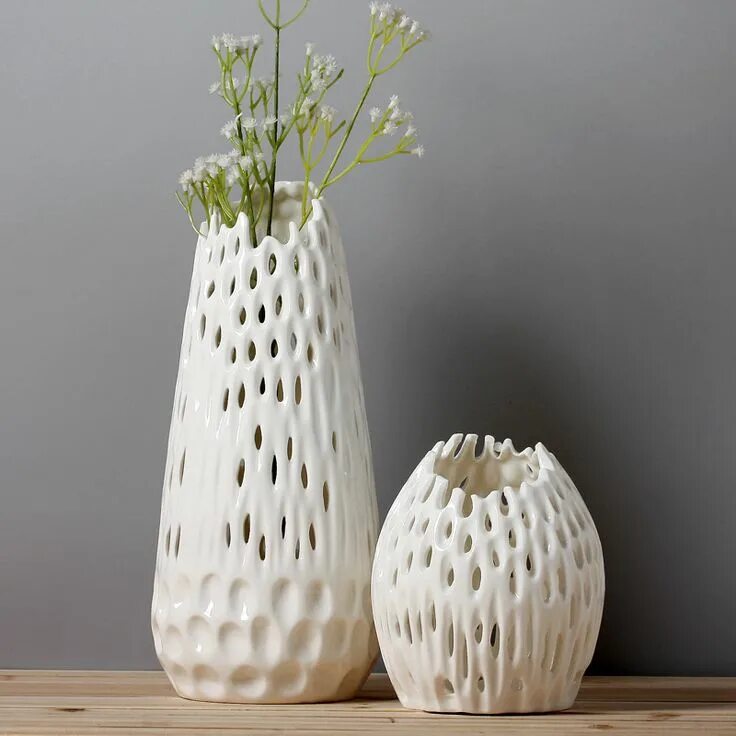 Керамические вазы фото modern white vases for wedding centerpieces handmade creative ceramic hollow flo