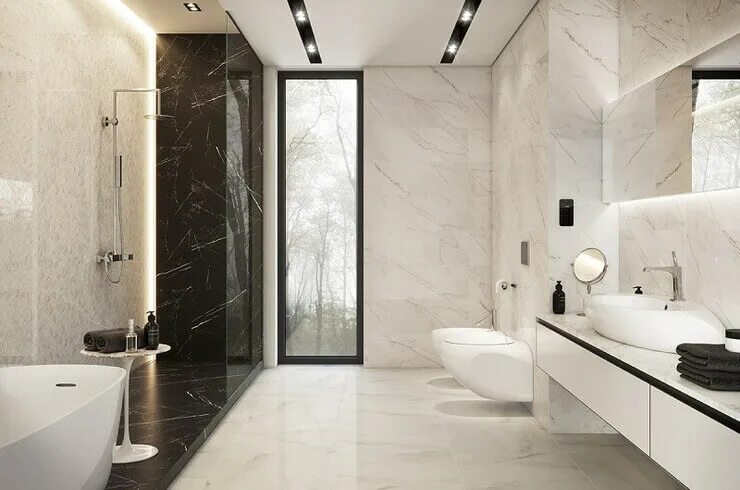 Керамогранит в ванной фото Плитка Carrara Pulpis