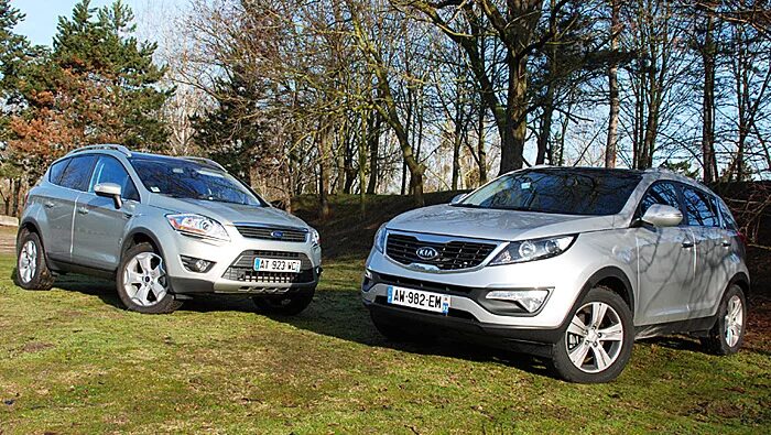 Киа куга фото Essai Comparatif : Ford Kuga 2.0 TDCi 140 ch vs. Kia Sportage 3 2.0 CRDi 136 ch