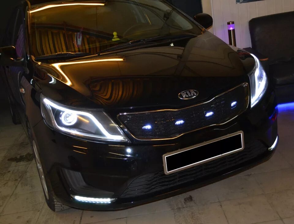 Киа рио 3 тюнинг фар передних Реснички- гибкие ДХО - KIA Rio (3G), 1,4 л, 2013 года стайлинг DRIVE2