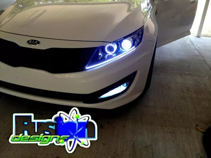 Киа рио 3 тюнинг фар передних Фара левая линзованная с led под корректор внутри чёрная для Киа Оптима - Kia Op