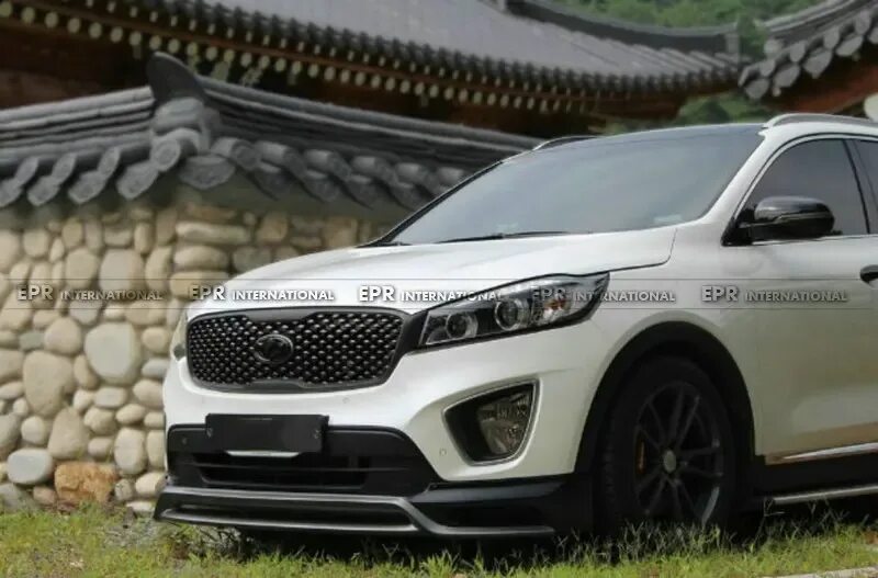 Киа соренто 2016 тюнинг Для 2015 года KIA Sorento мкм ZE Стиль углерода Глянцевая передняя губа сплиттер