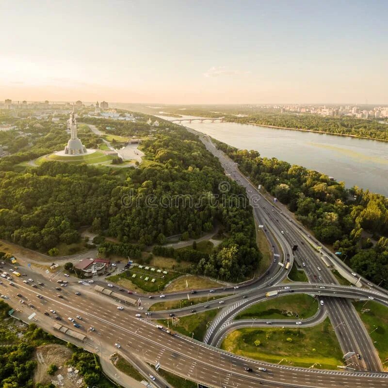 Киев сити фото Panorama of Kiev City from the Paton Bridge. Aerial View. Stock Photo - Image of