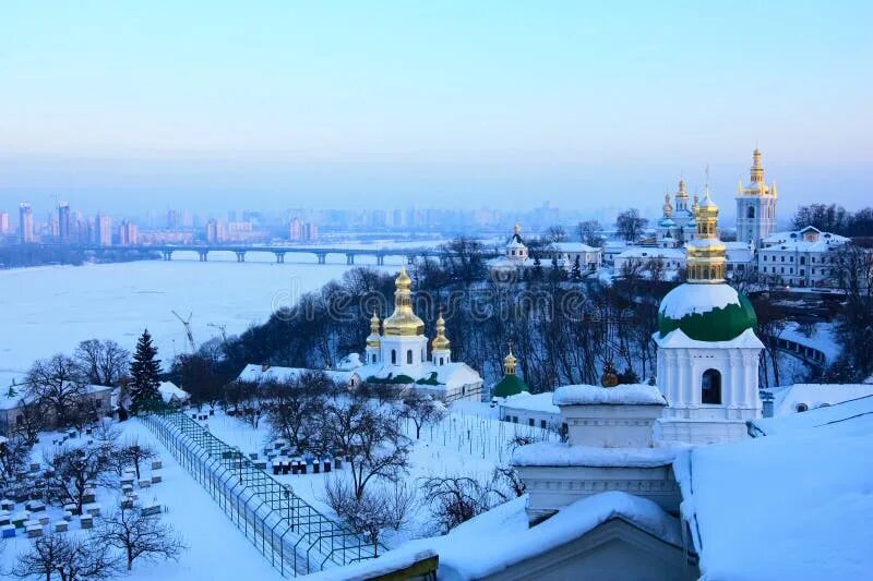 Киев зимой фото Kiev-Pechersk Lavra stock image. Image of dome, area - 23448185