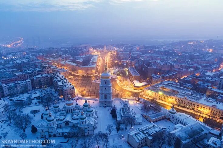 Киев зимой фото Софийская площадь с высоты Аэросъёмка в Киеве и Украине. Фото, видео, виртуальны