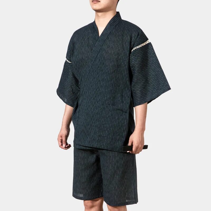 Кимоно мужское стиль New Summer Thin Traditional Japanese Kimono Men Seersuckers Yukata Men's Bath Ro