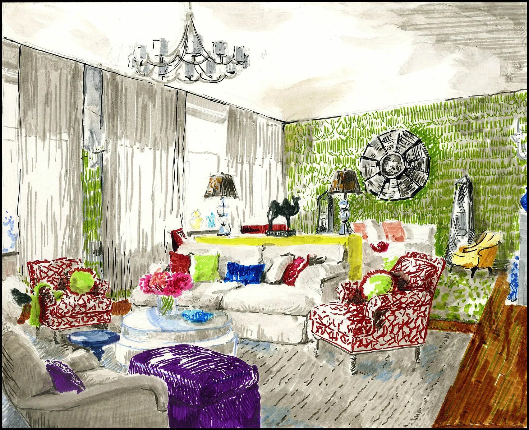 Кирилл дизайнер интерьера Interior sketch, Interior, Interior design