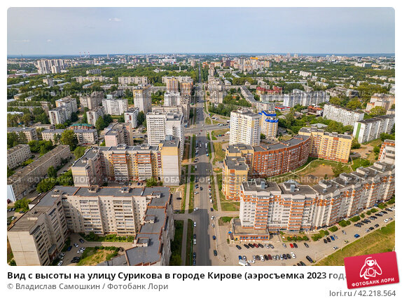 Киров 2023 фото Вид с высоты на улицу Сурикова в городе Кирове (аэросъемка 2023 года) Редакционн