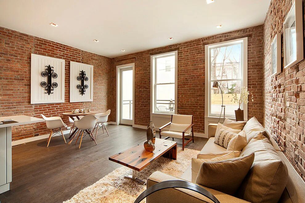 Кирпич дизайне интерьера Brownstone LIC - Лофт - Нью-Йорк - от эксперта OOR Design Build Houzz Россия