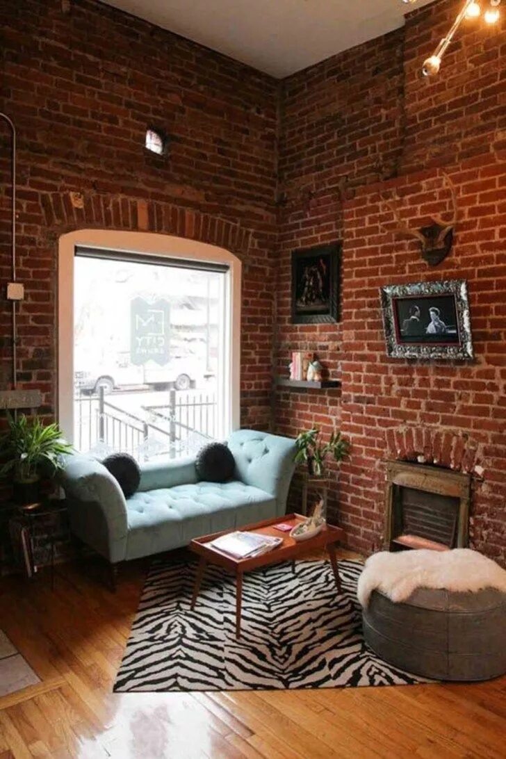 Кирпич дизайне интерьера Ispiring Rustic Elegant Exposed Brick Wall Ideas Living Room47 Apartment decor, 